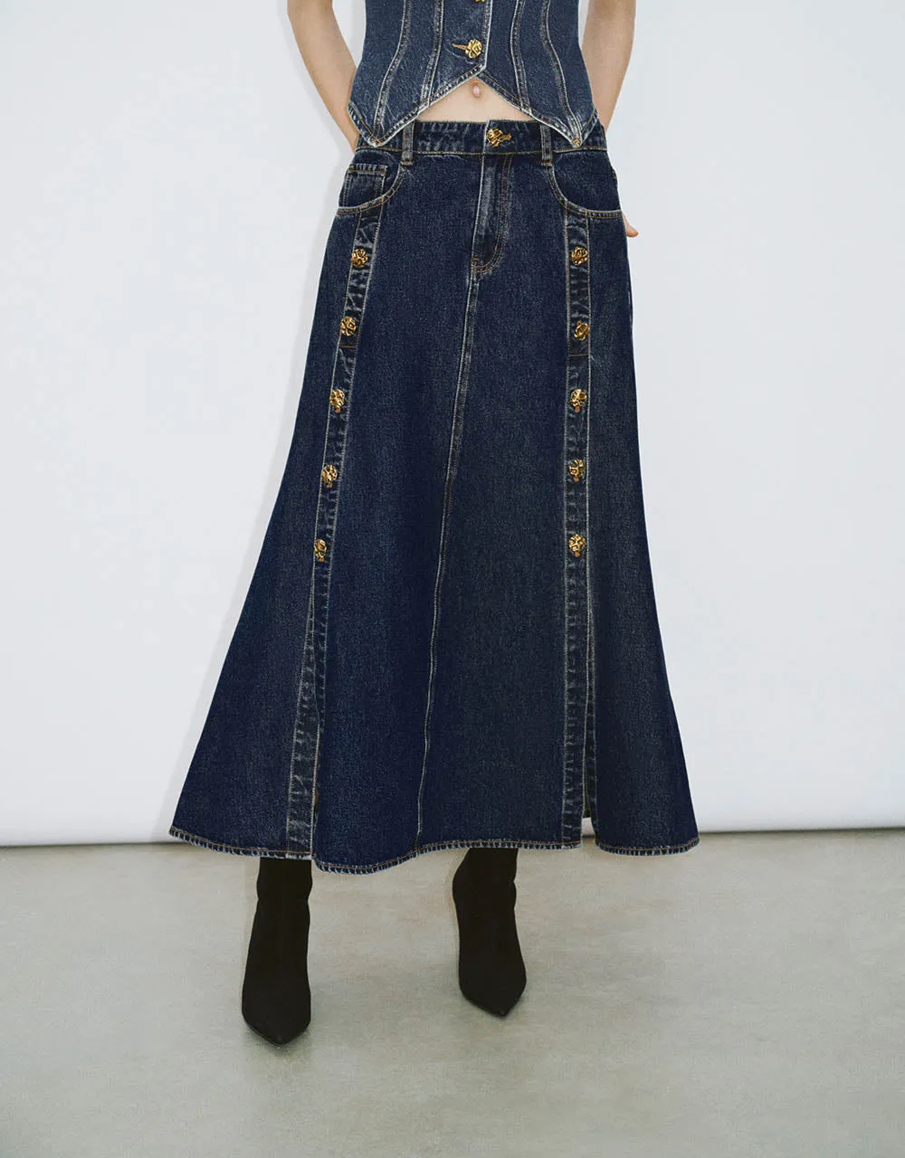 Maxi A-Line Denim Skirt
