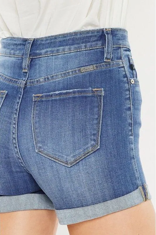 Medium Wash High Rise Denim Shorts