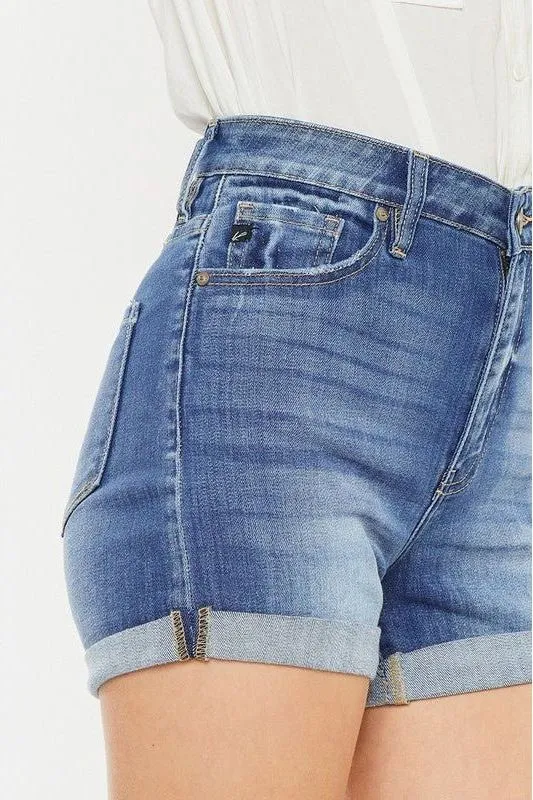 Medium Wash High Rise Denim Shorts