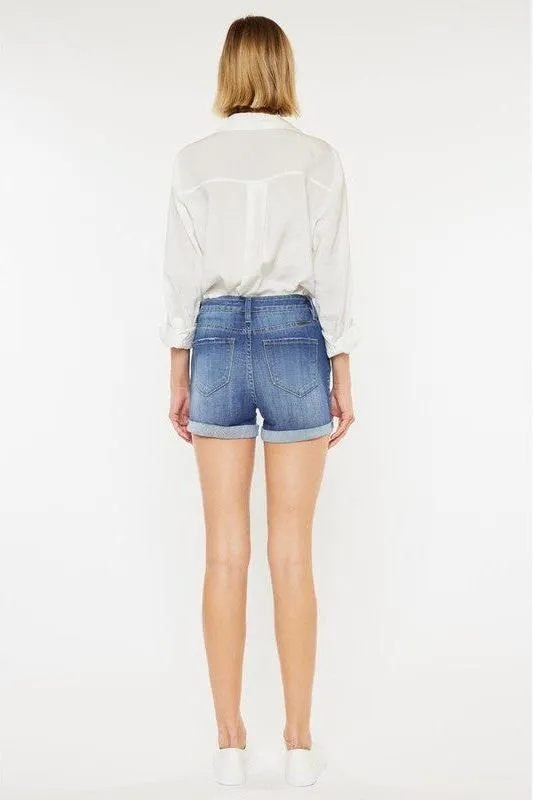 Medium Wash High Rise Denim Shorts