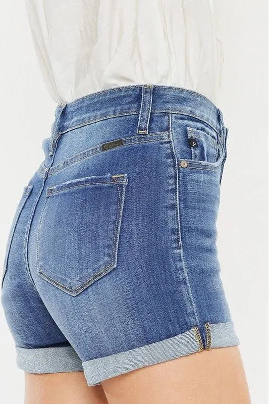 Medium Wash High Rise Denim Shorts