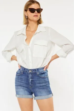 Medium Wash High Rise Denim Shorts