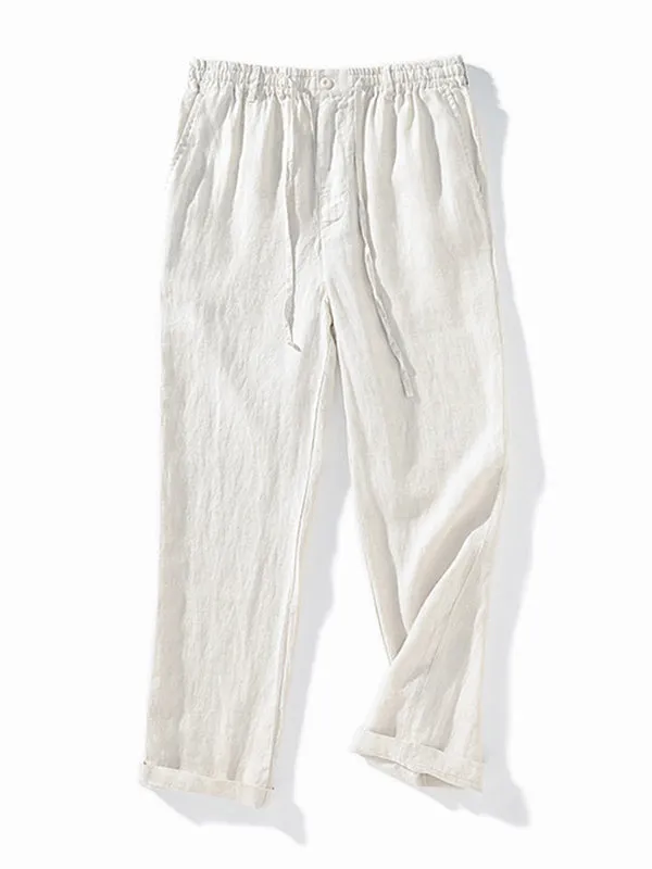 Men's 100% Linen Drawstring Pants