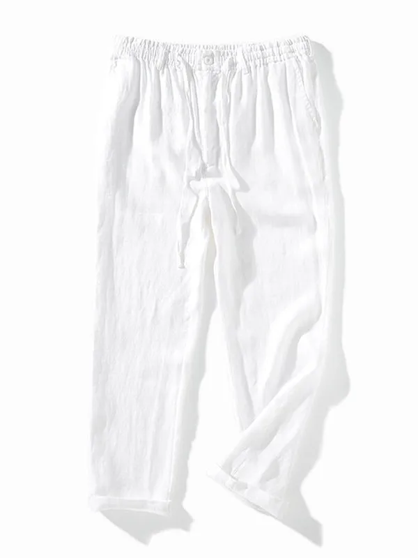 Men's 100% Linen Drawstring Pants