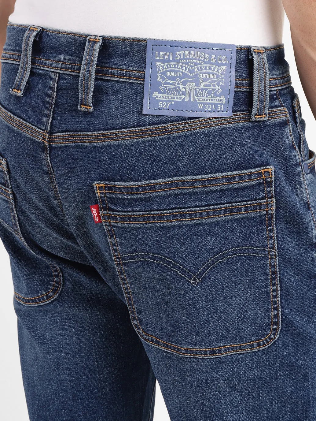 Men's 527 Mid Indigo Slim Bootcut Fit Mid Rise Jeans
