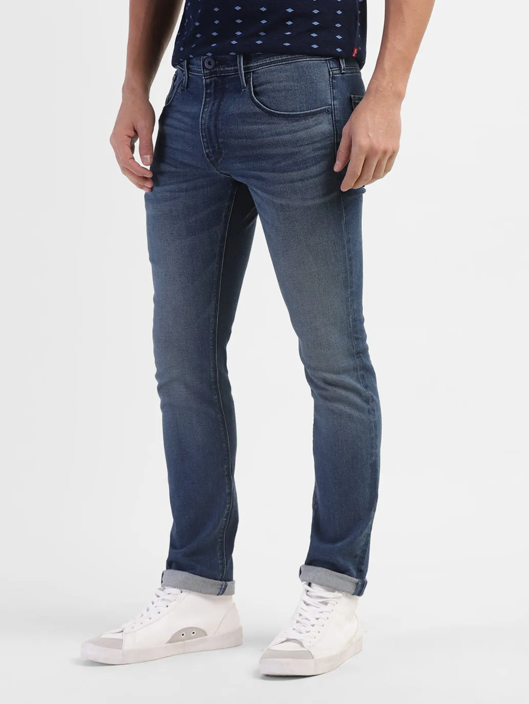 Men's 65504 Blue Skinny Fit Mid Rise Jeans