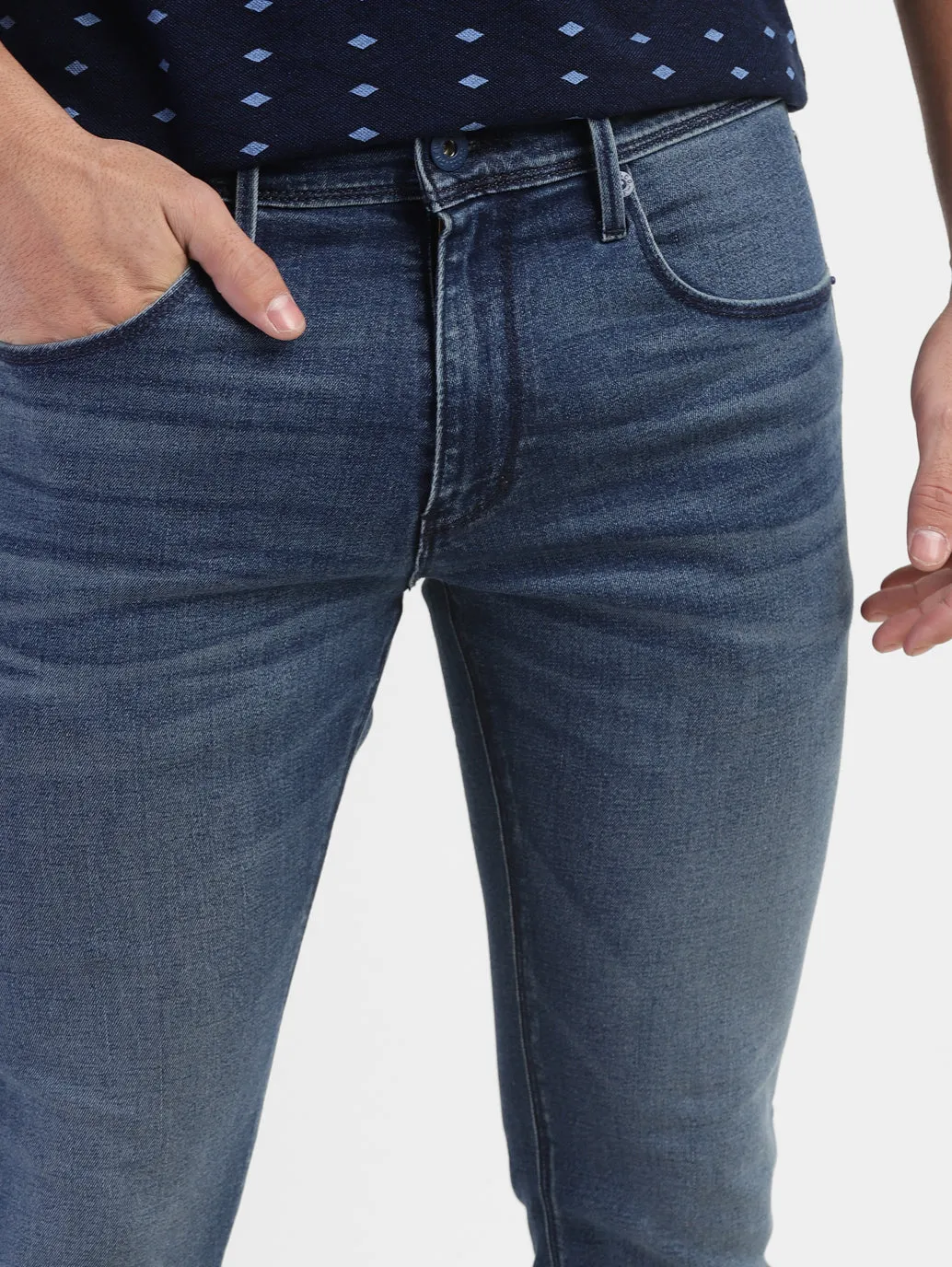 Men's 65504 Blue Skinny Fit Mid Rise Jeans