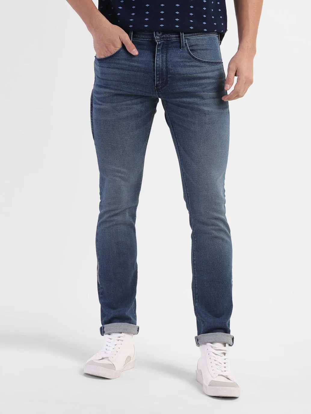 Men's 65504 Blue Skinny Fit Mid Rise Jeans