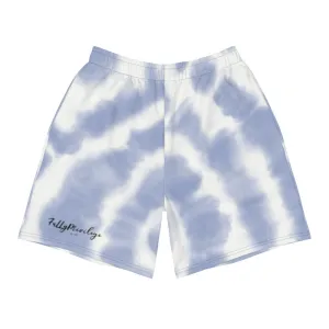 Men's Athletic Long Blue Tie-Dye Shorts