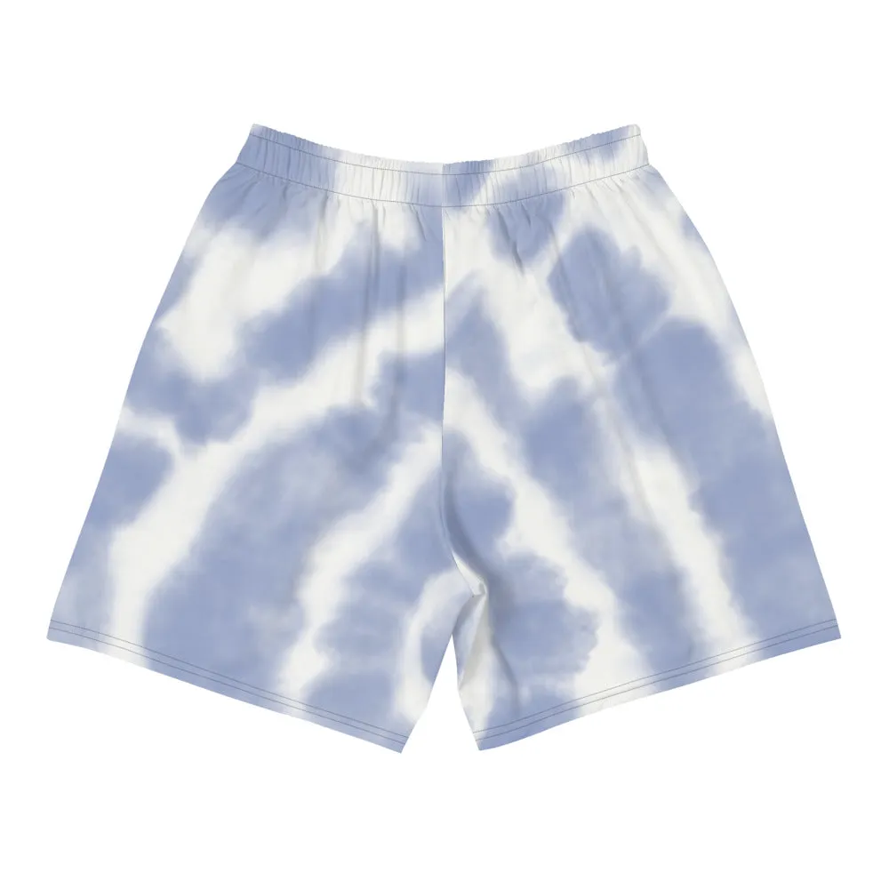 Men's Athletic Long Blue Tie-Dye Shorts