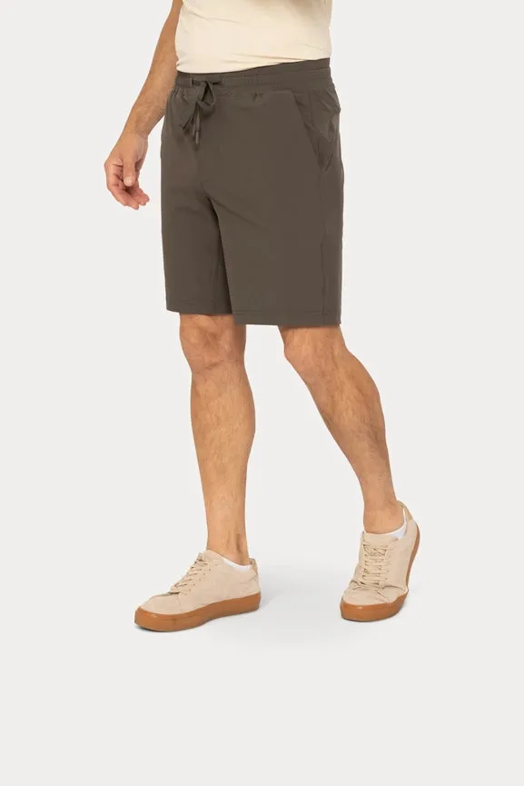 Men's Drawstring Shorts with Pockets in Black Olive
