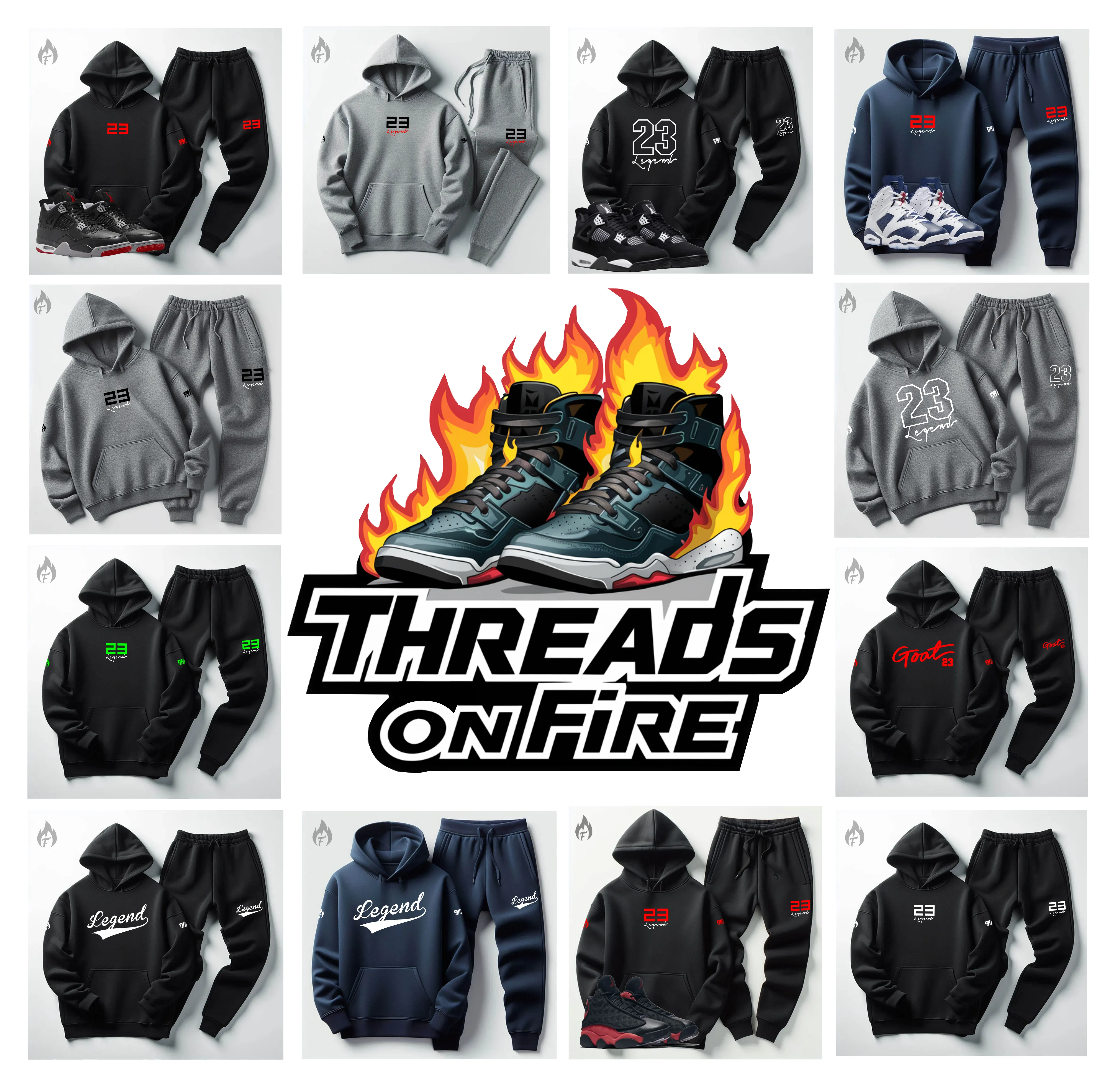 Men's Grey Hoodie & Joggers Streetwear Essentials Sweatsuit 2pc. Set
