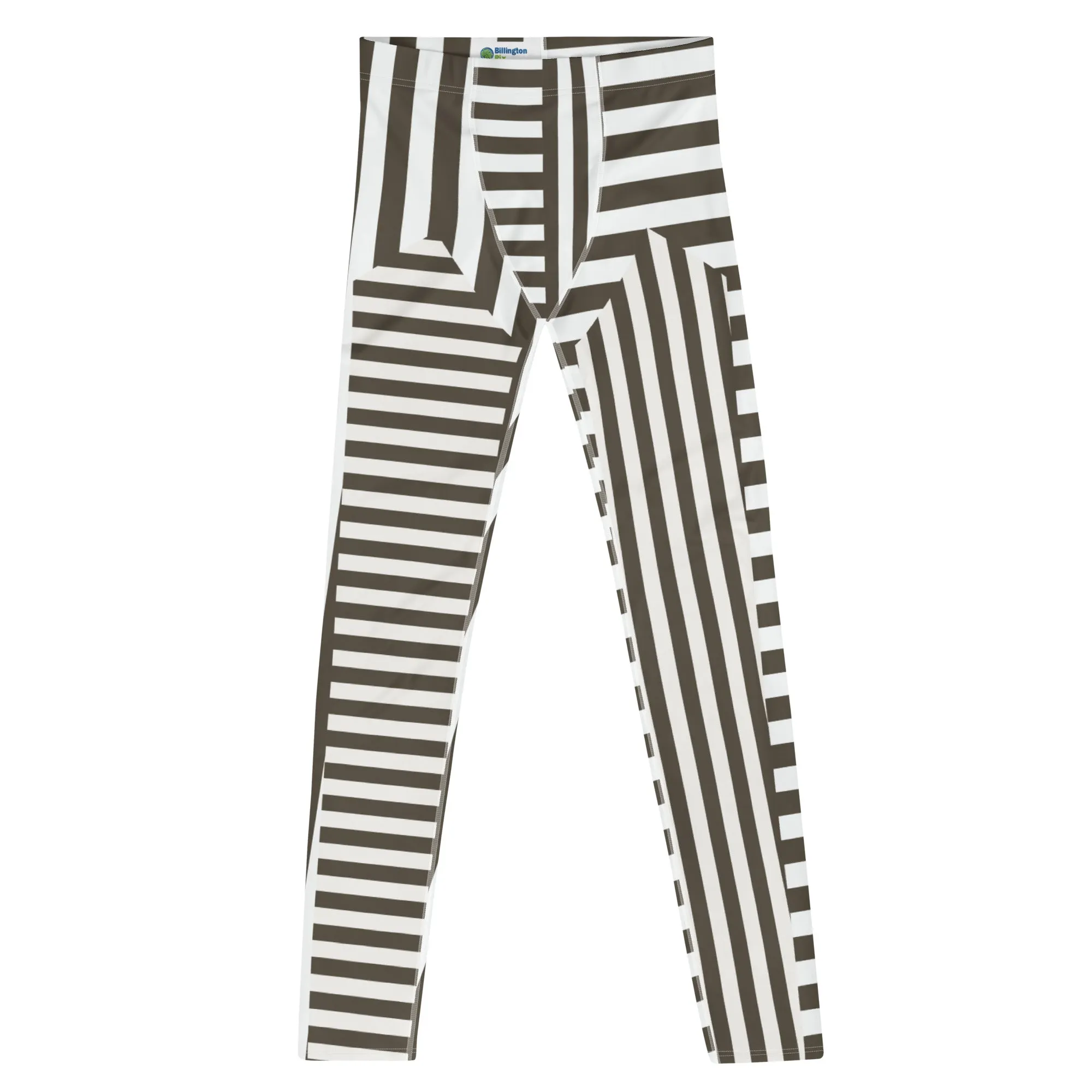 Mens Leggings, Gray Stripes
