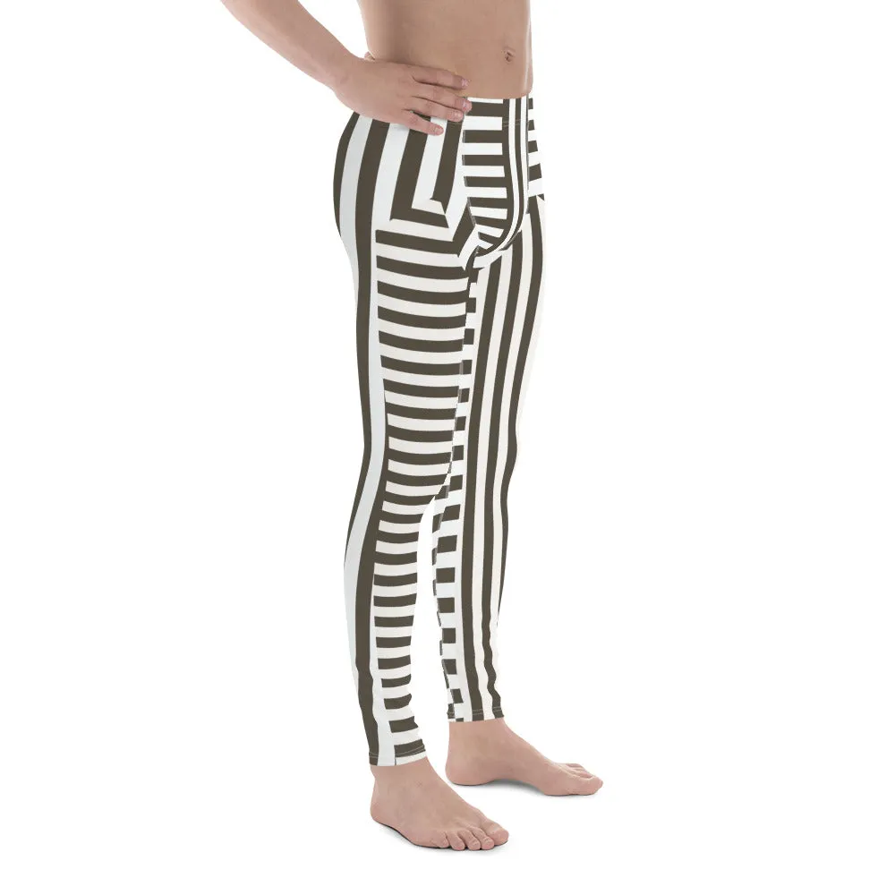 Mens Leggings, Gray Stripes