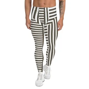 Mens Leggings, Gray Stripes