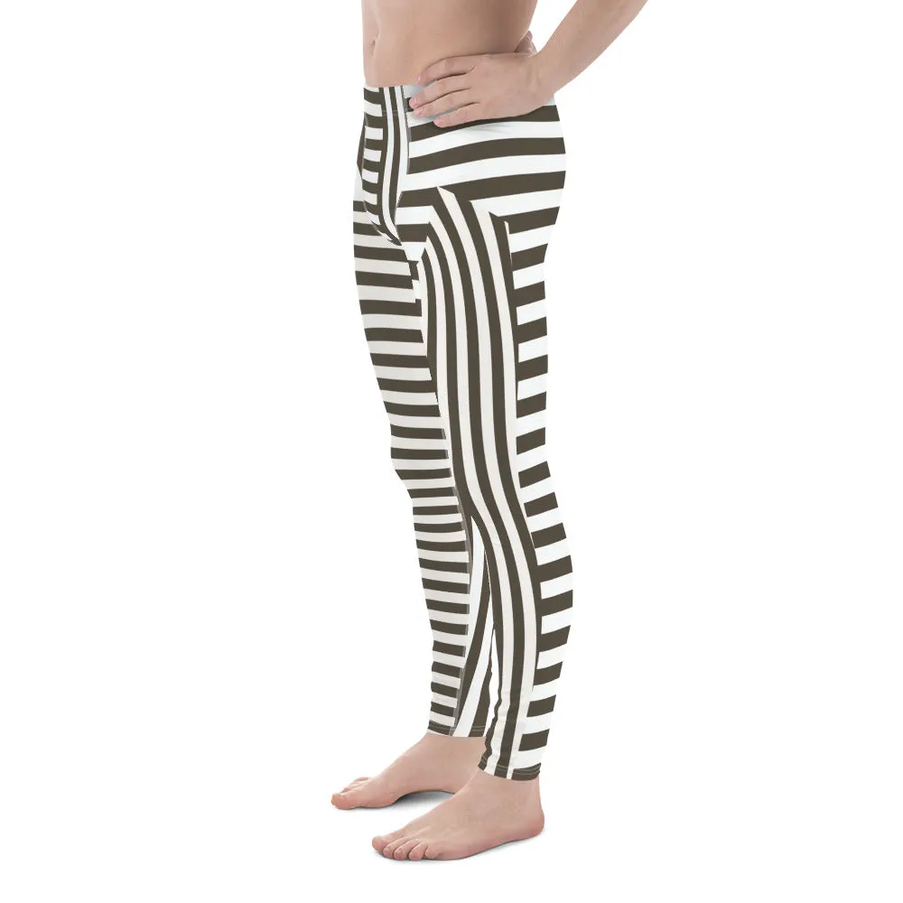 Mens Leggings, Gray Stripes