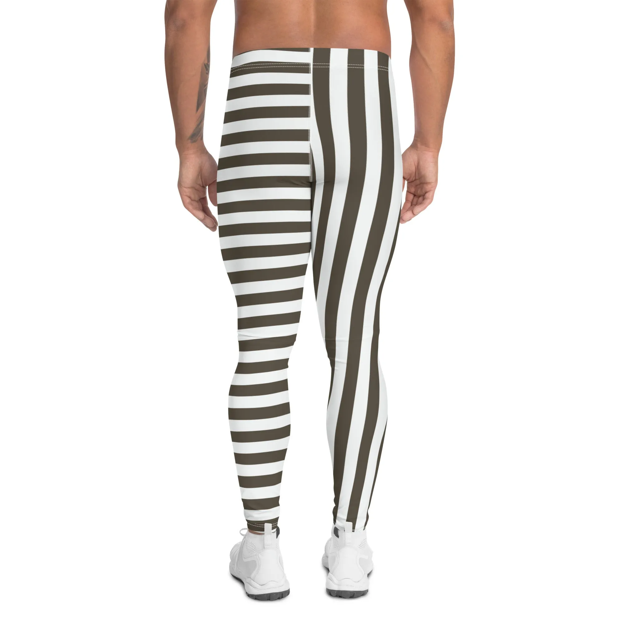 Mens Leggings, Gray Stripes