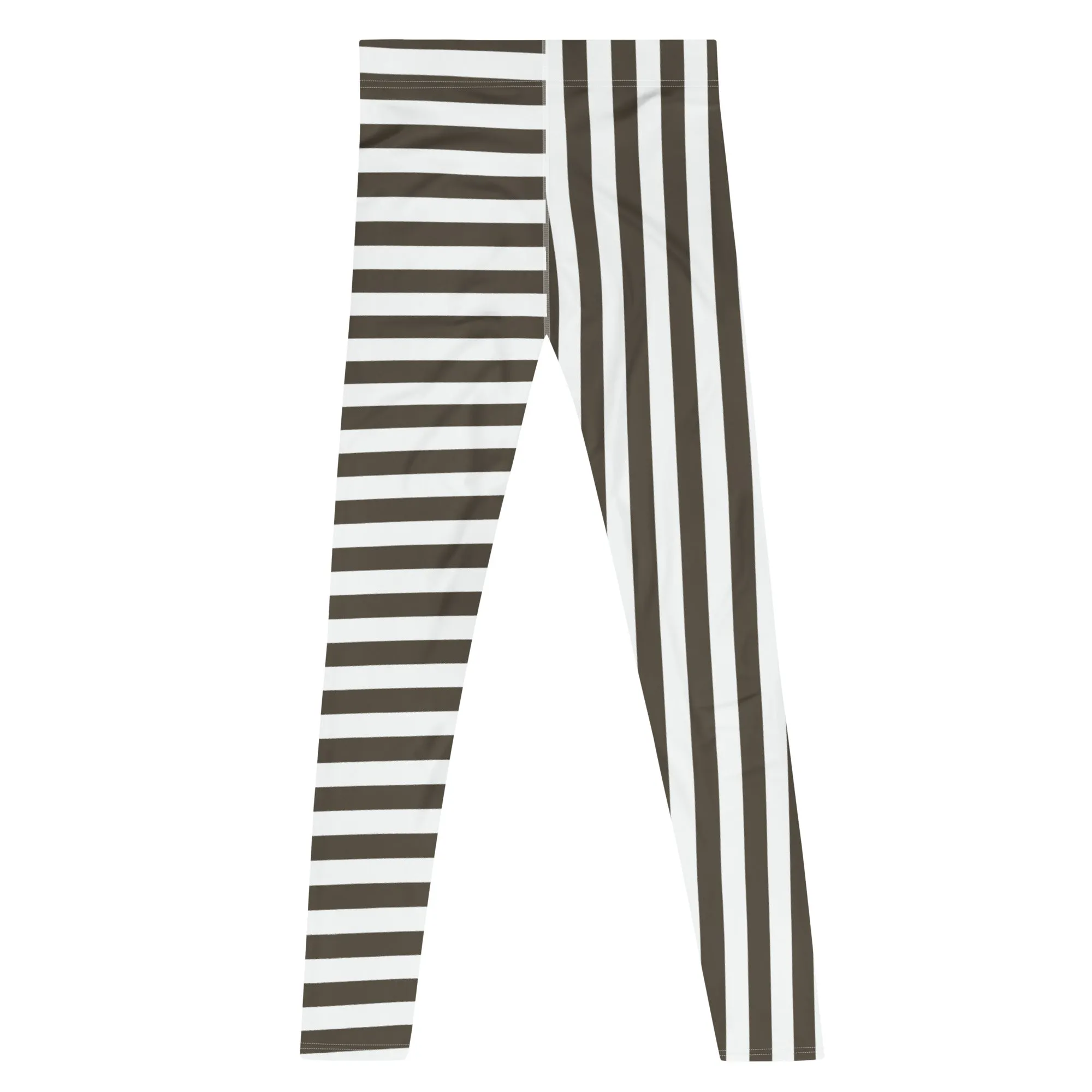 Mens Leggings, Gray Stripes