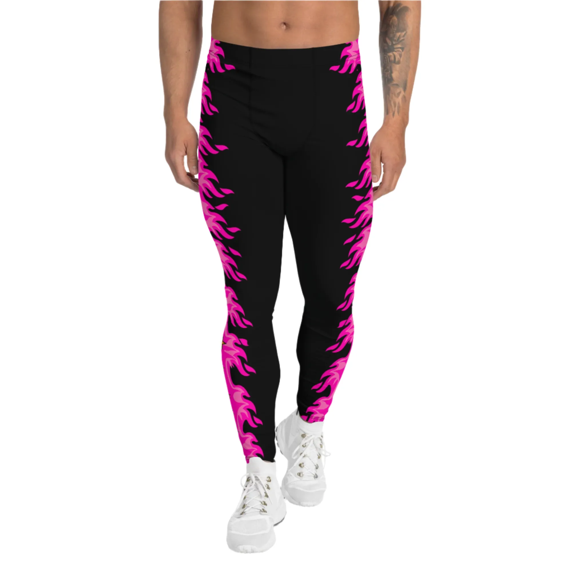 Mens Leggings, Pink Fire