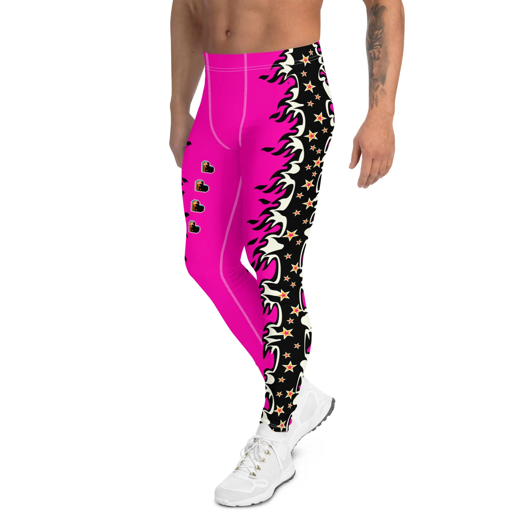 Mens Leggings, Pink Fire
