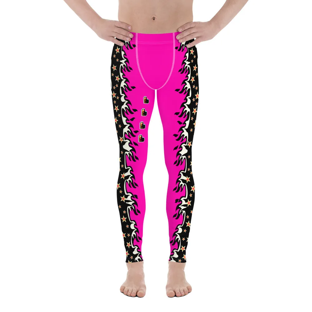 Mens Leggings, Pink Fire