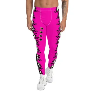 Mens Leggings, Pink Fire