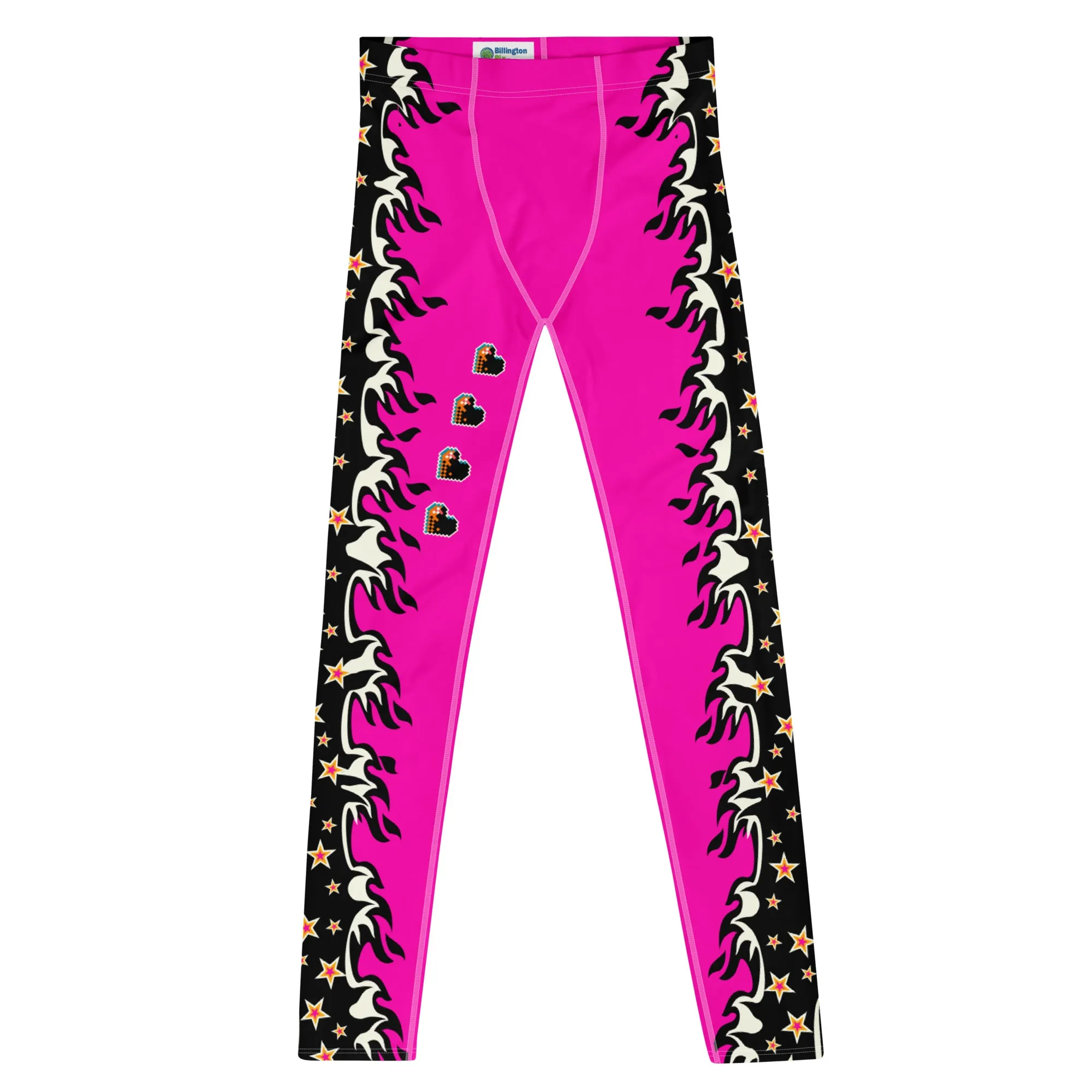 Mens Leggings, Pink Fire