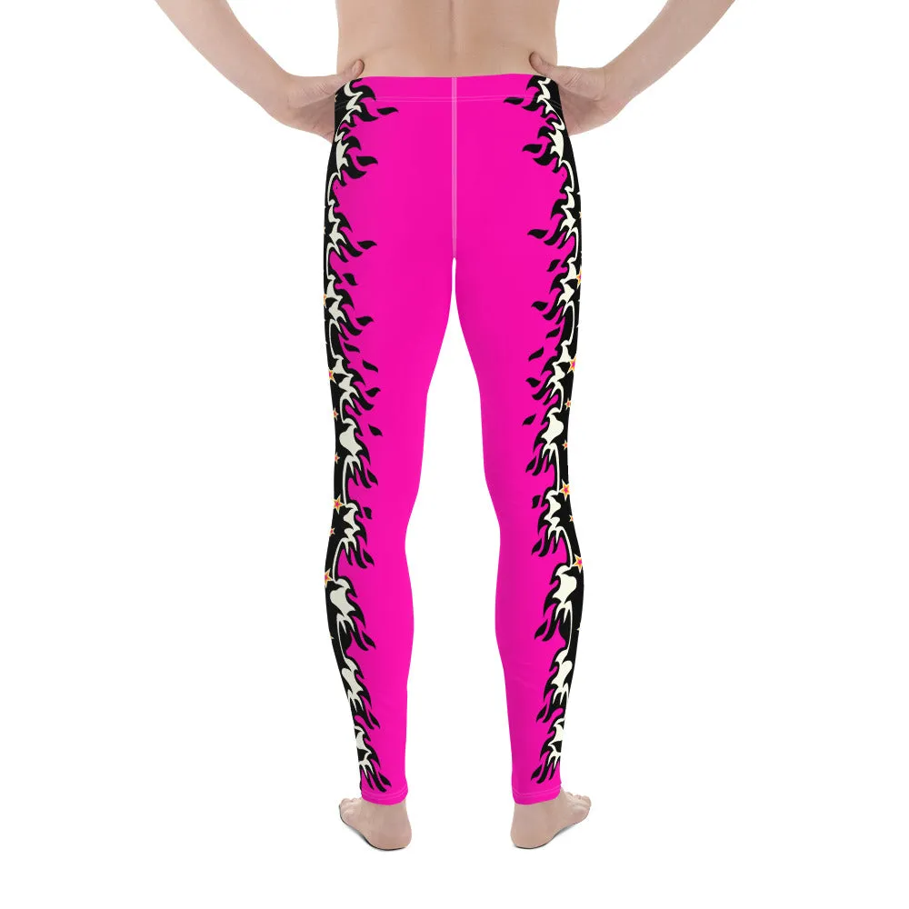 Mens Leggings, Pink Fire