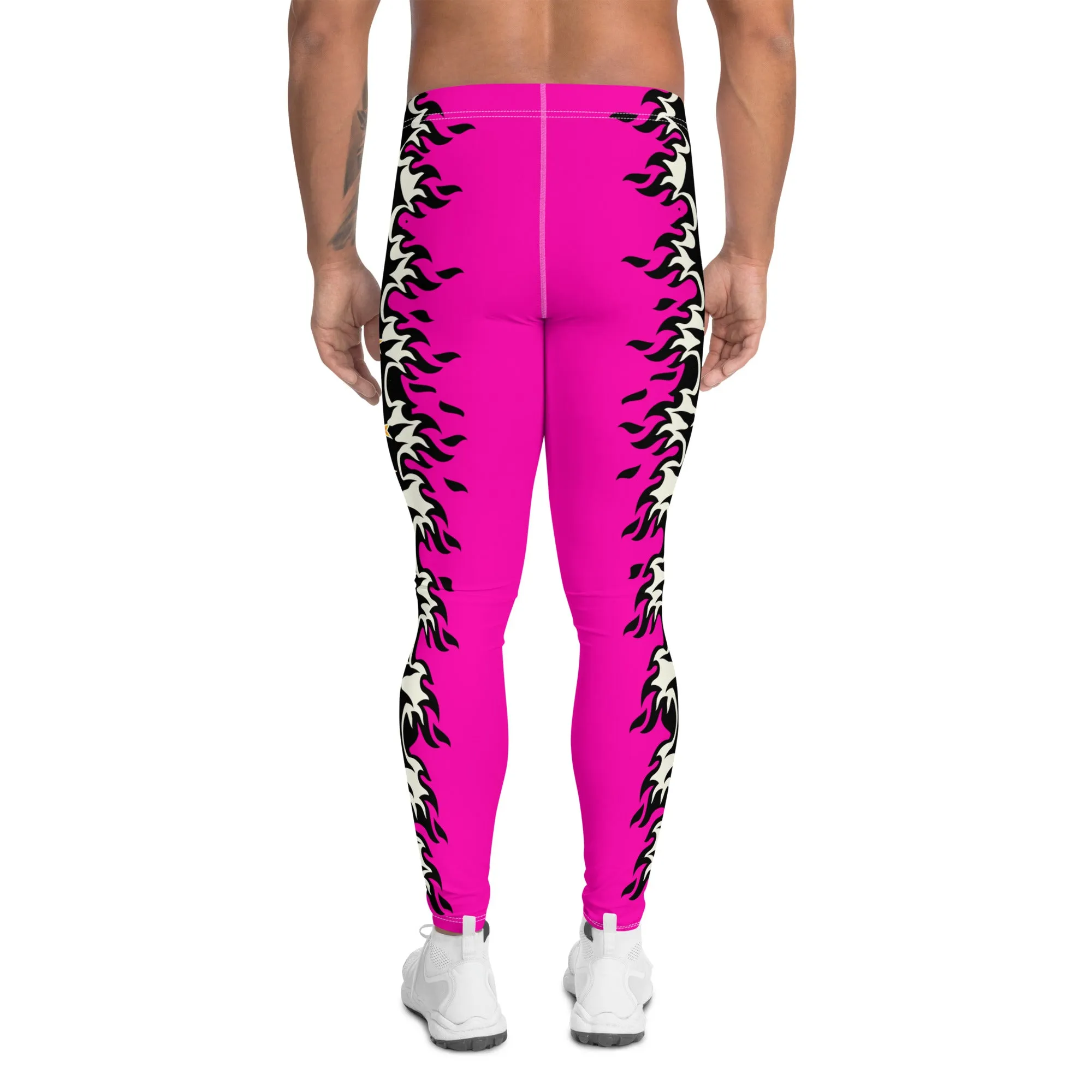 Mens Leggings, Pink Fire