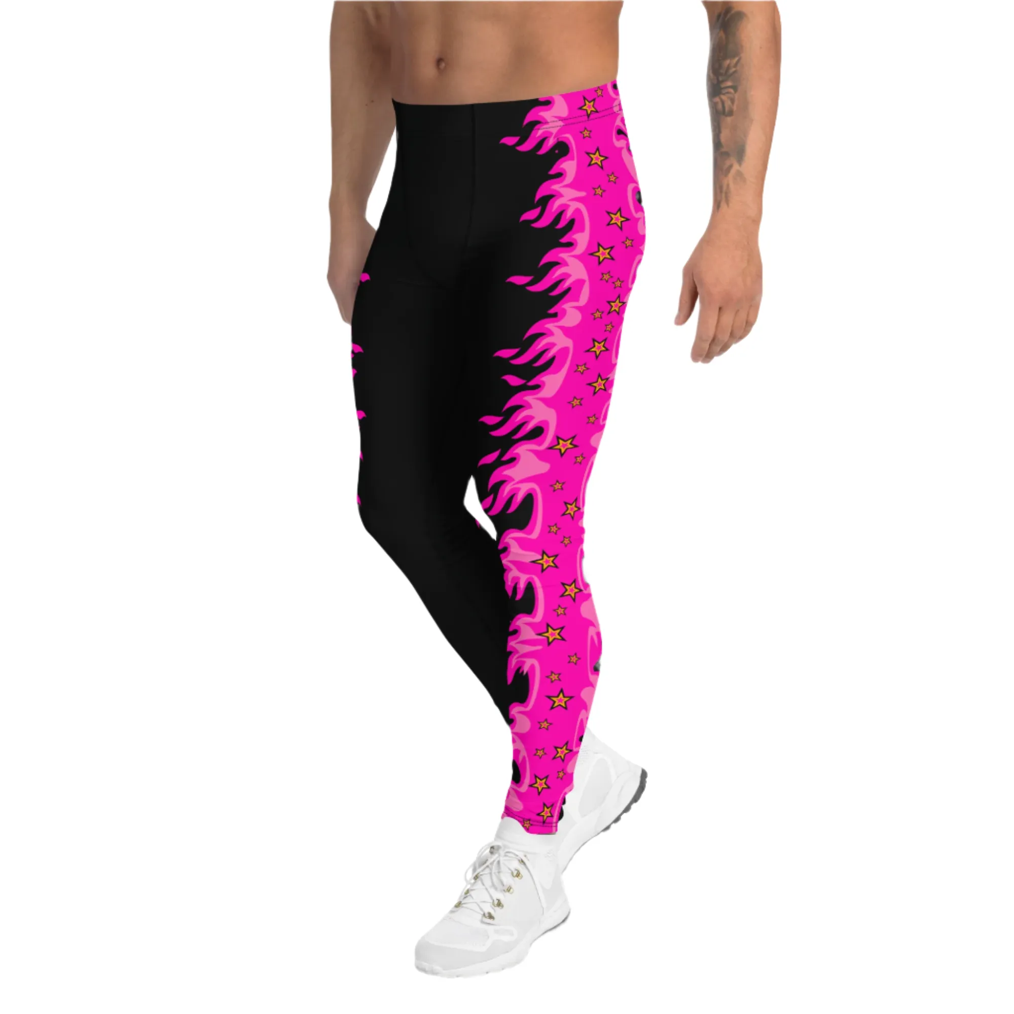Mens Leggings, Pink Fire