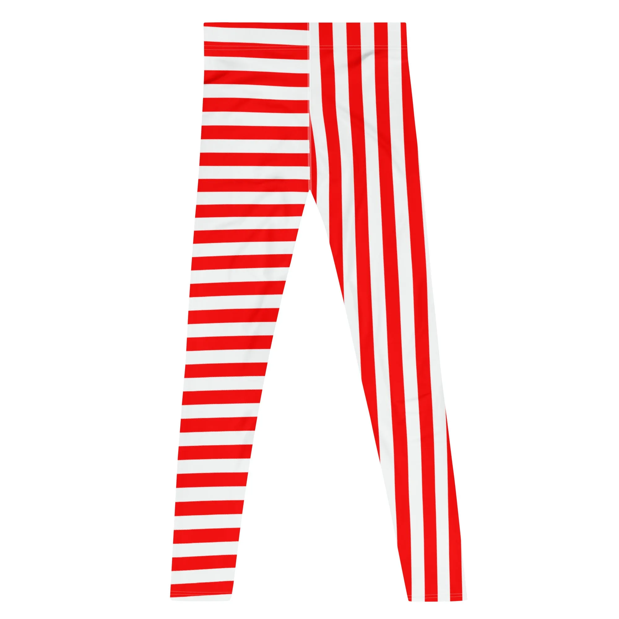 Mens Leggings, Red Stripes