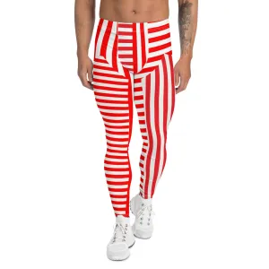 Mens Leggings, Red Stripes