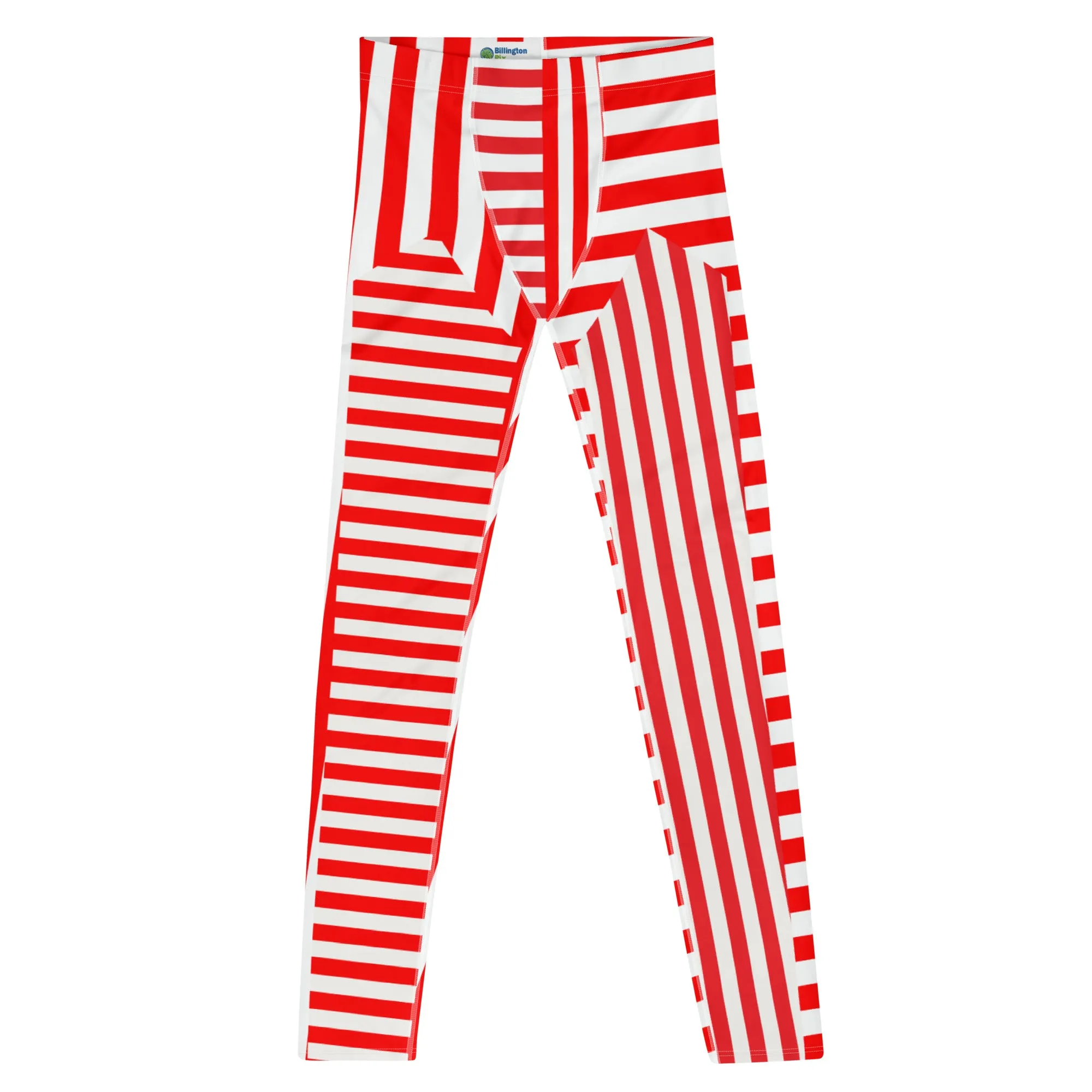 Mens Leggings, Red Stripes