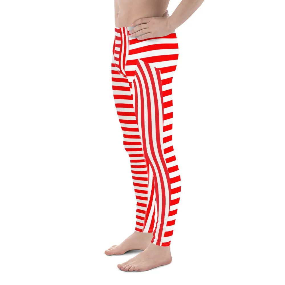 Mens Leggings, Red Stripes