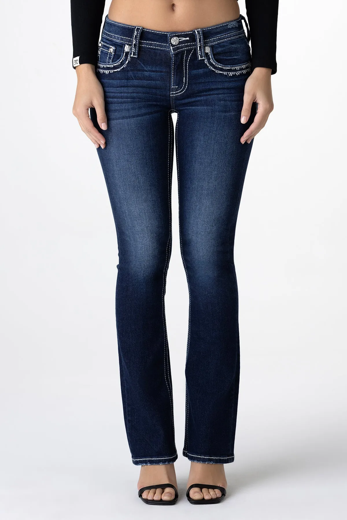Metallic Border Stitch Bootcut Jeans