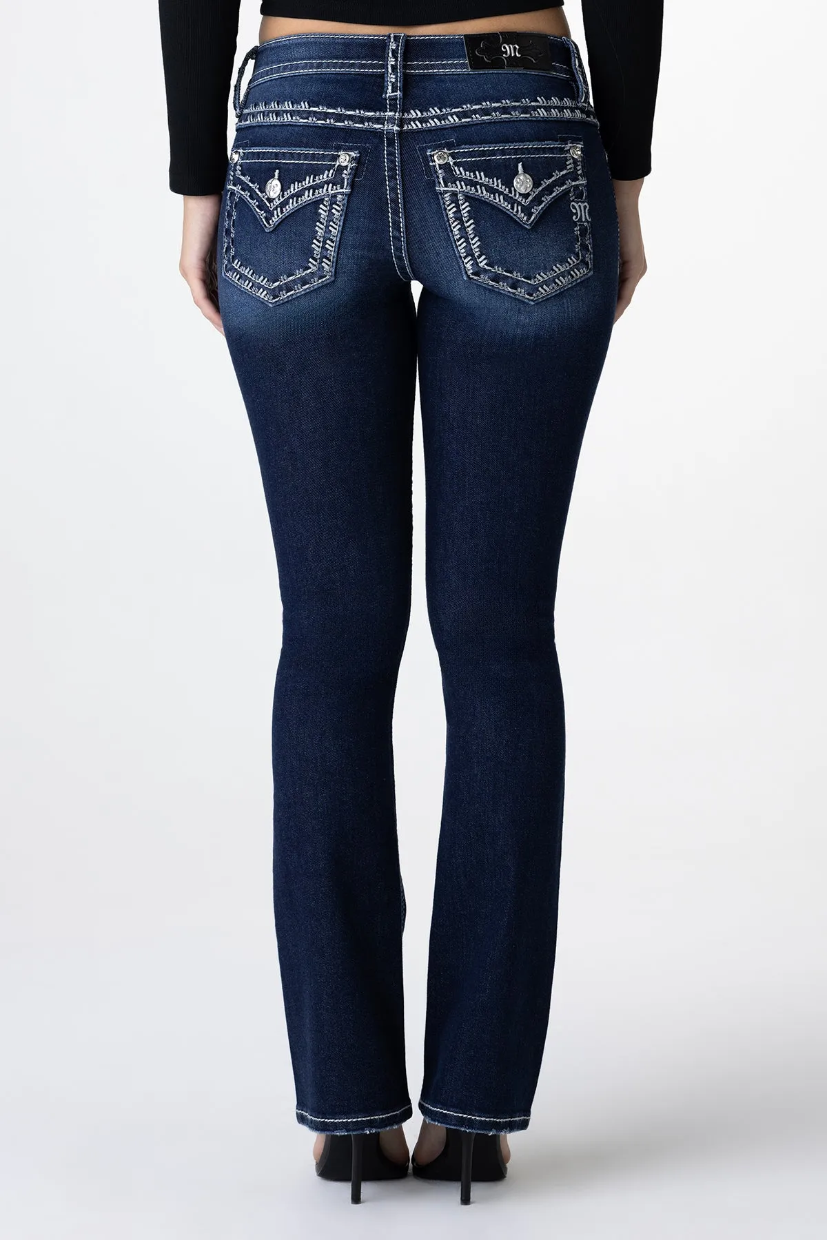 Metallic Border Stitch Bootcut Jeans