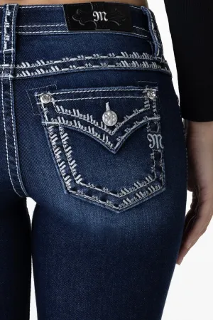 Metallic Border Stitch Bootcut Jeans