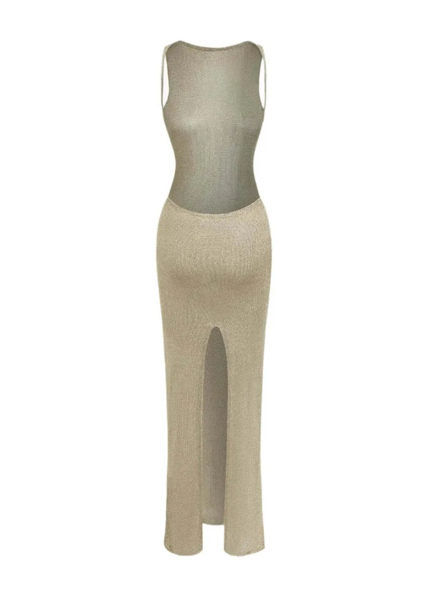 Metallic Knit Maxi Dress