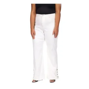 MICHAEL KORS Womens White Zippered Button-hems High Waist Jeans Plus 20W