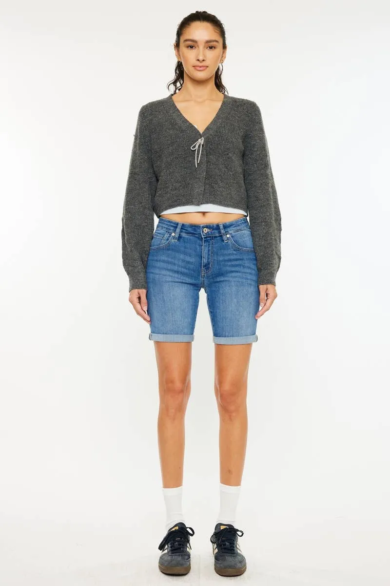Mid Rise Denim Shorts