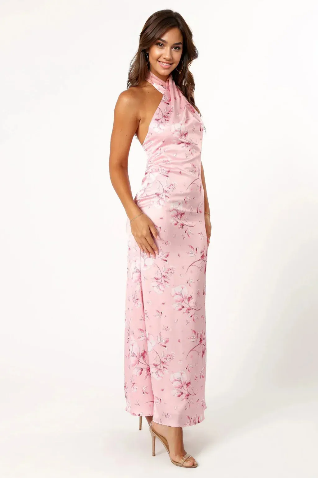 Mila Halterneck Maxi Dress - Pink Floral