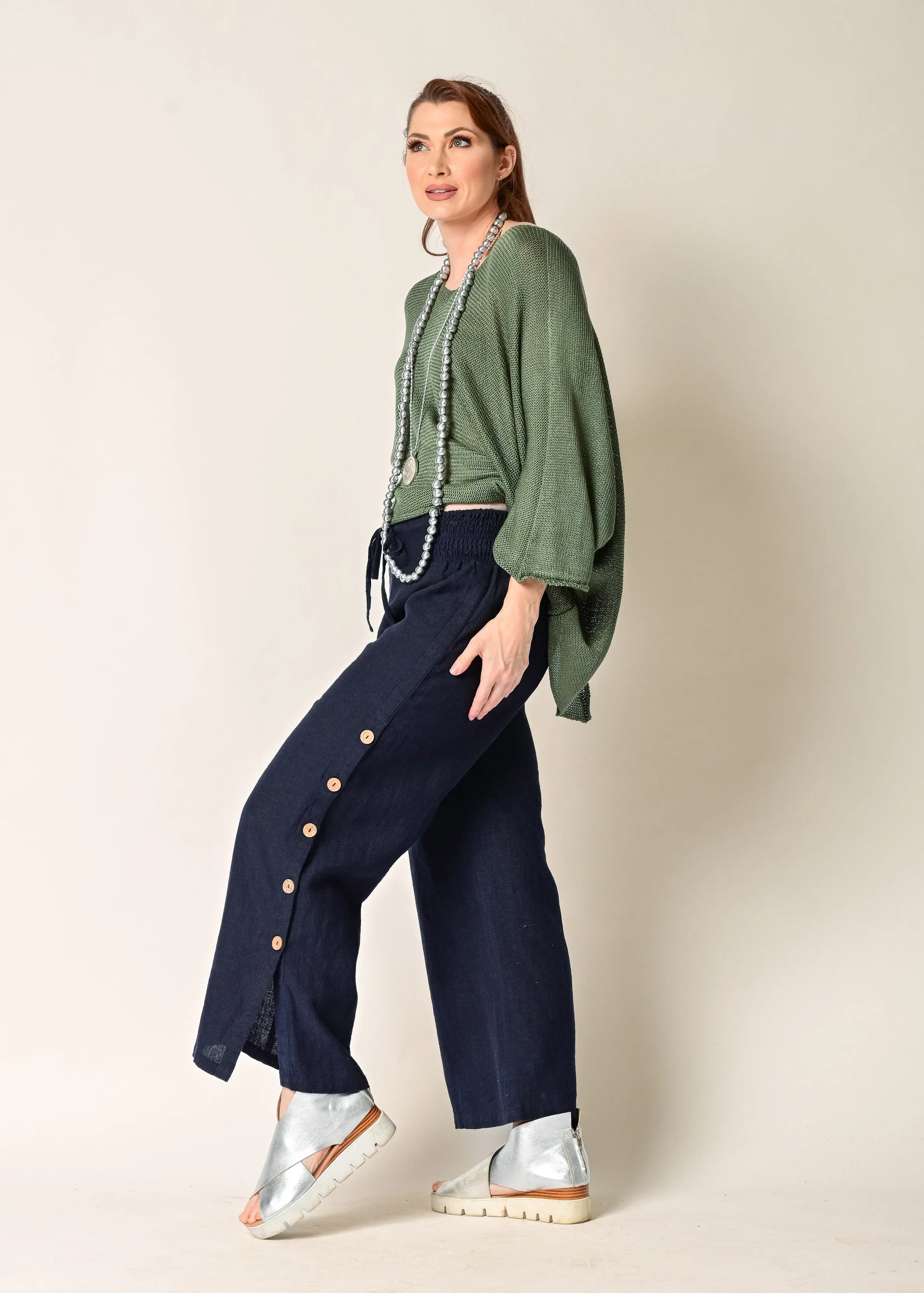 Mileta Linen Pant in Navy