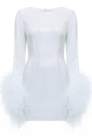 MINI DRESS WITH FEATHER SLEEVES