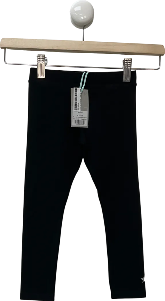 Mintie by Mint Velvet Black Star Embroidered Leggings 4 Years