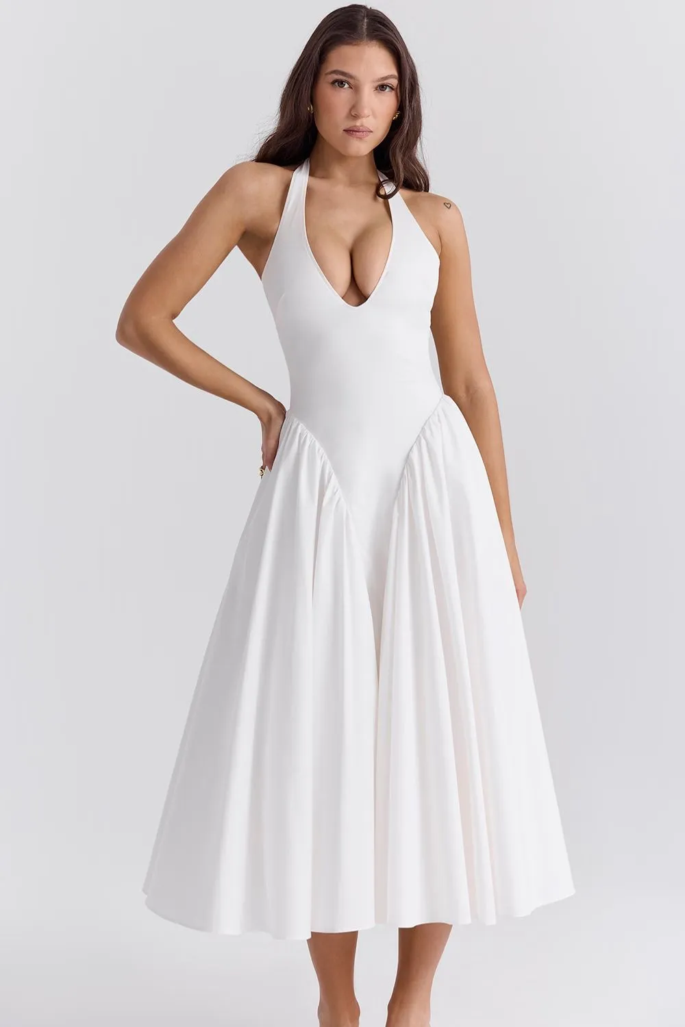 MIRA MIDI DRESS - WHITE