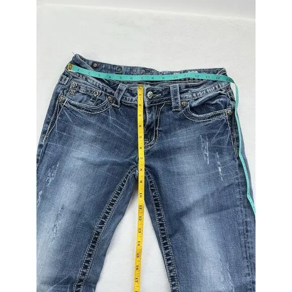 Miss Me Skinny Jeans Women's Stretch Denim Sequins Grunge Western Size 29 Blue
