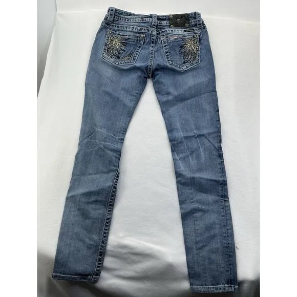Miss Me Skinny Jeans Women's Stretch Denim Sequins Grunge Western Size 29 Blue