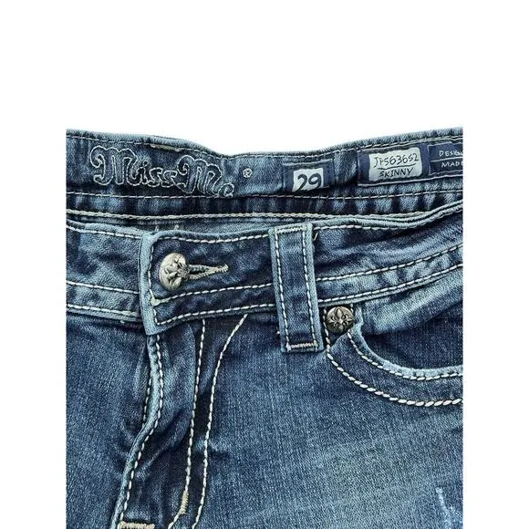 Miss Me Skinny Jeans Women's Stretch Denim Sequins Grunge Western Size 29 Blue