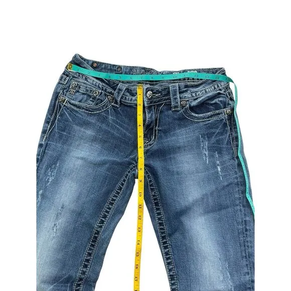 Miss Me Skinny Jeans Women's Stretch Denim Sequins Grunge Western Size 29 Blue