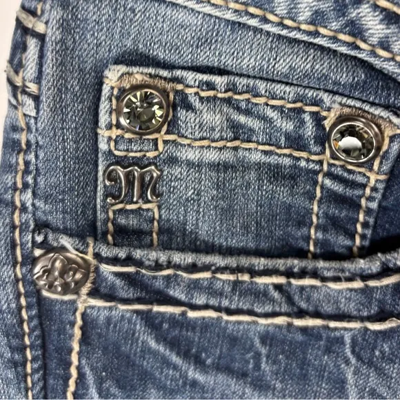 Miss Me Y2K Boot Cut Low Rise Jeans Sequin Pockets JP585382 EUC Size 28